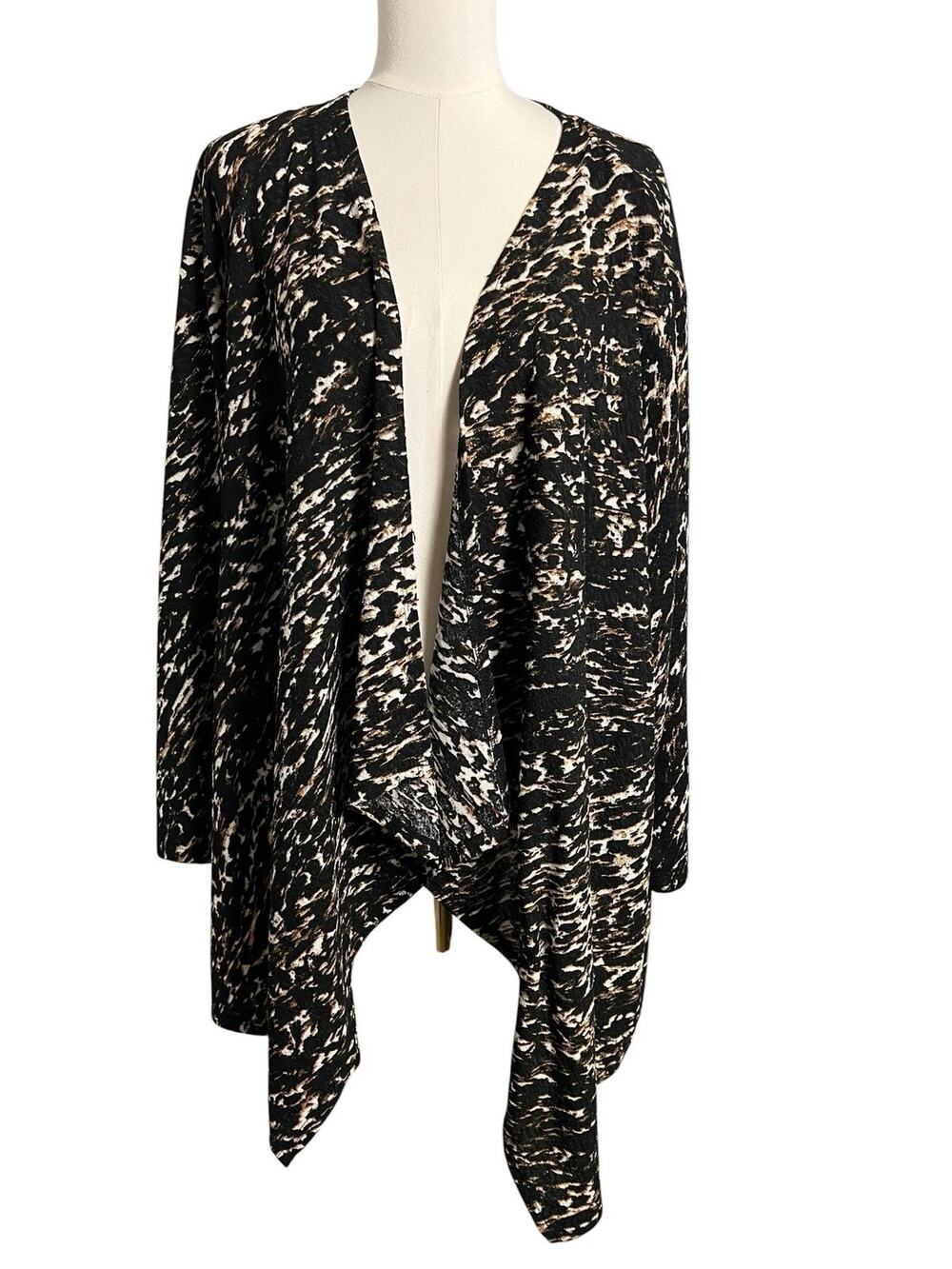 Catherines Open Front Cardigan Womens 3X Animal Print Drape Kimono Jacket Plus
